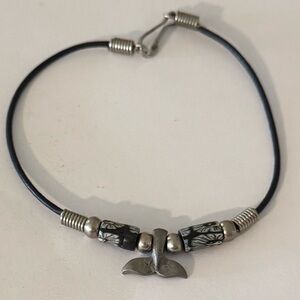 Black and Silver Whale Tail Ankle Bracelet